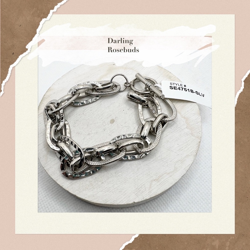 Adia Kibur Silver Link T Clasp Bracelet